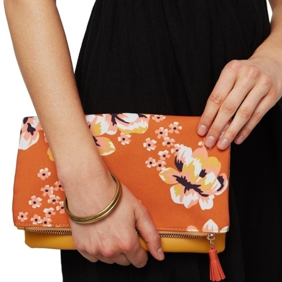 Rachel Pally floral canvas fold over reversible clutch - Picture 1 of 8